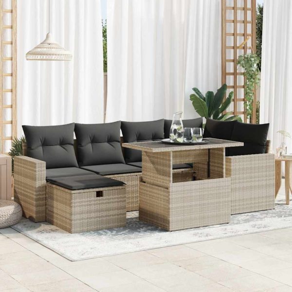 7-Delige Loungeset Met Kussens Poly Rattan - Afbeelding 18