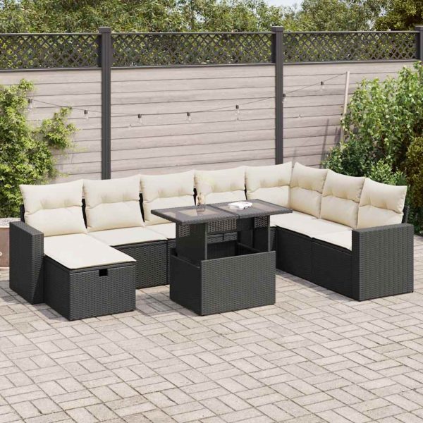 9-Delige Loungeset Met Kussens Poly Rattan - Afbeelding 18