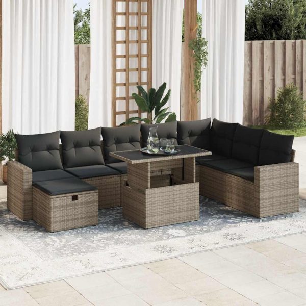 9-Delige Loungeset Met Kussens Poly Rattan - Afbeelding 16