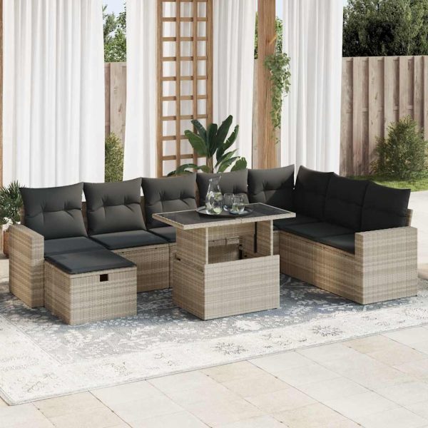 9-Delige Loungeset Met Kussens Poly Rattan - Afbeelding 15