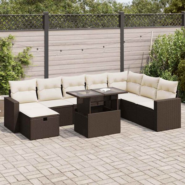 9-Delige Loungeset Met Kussens Poly Rattan - Afbeelding 17