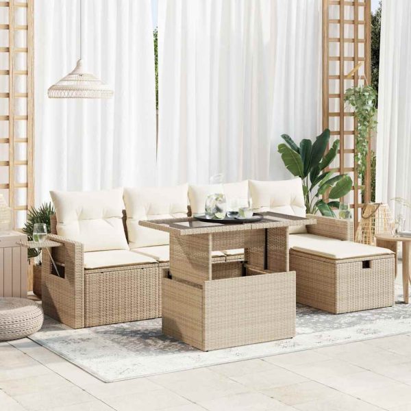 6-Delige Loungeset Met Kussens Poly Rattan - Afbeelding 17