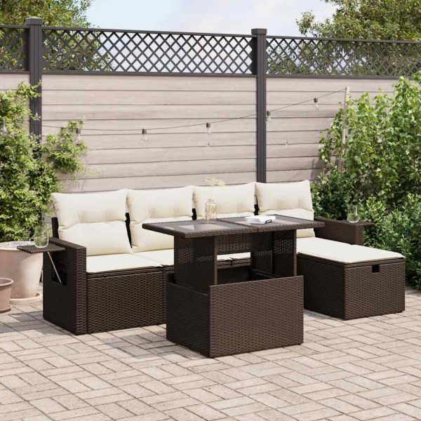 6-Delige Loungeset Met Kussens Poly Rattan - Afbeelding 15