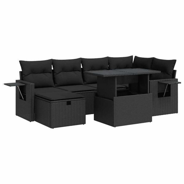 7-Delige Loungeset Met Kussens Poly Rattan - Afbeelding 2