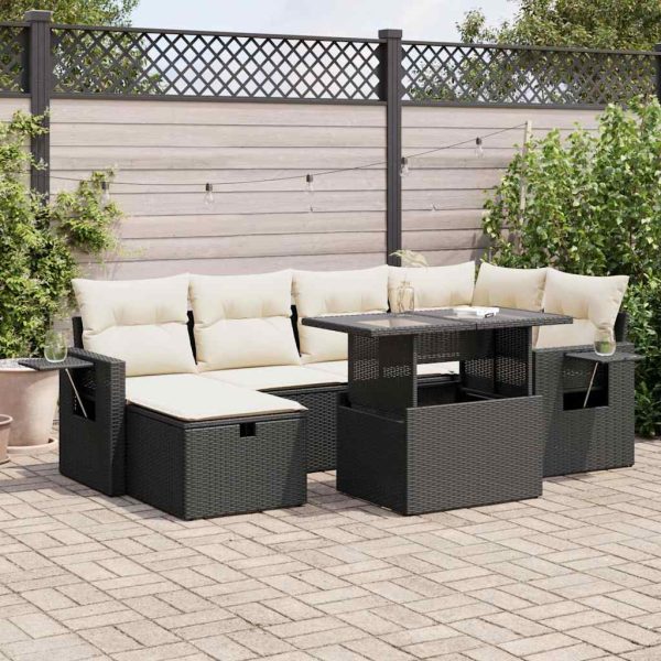 7-Delige Loungeset Met Kussens Poly Rattan - Afbeelding 15