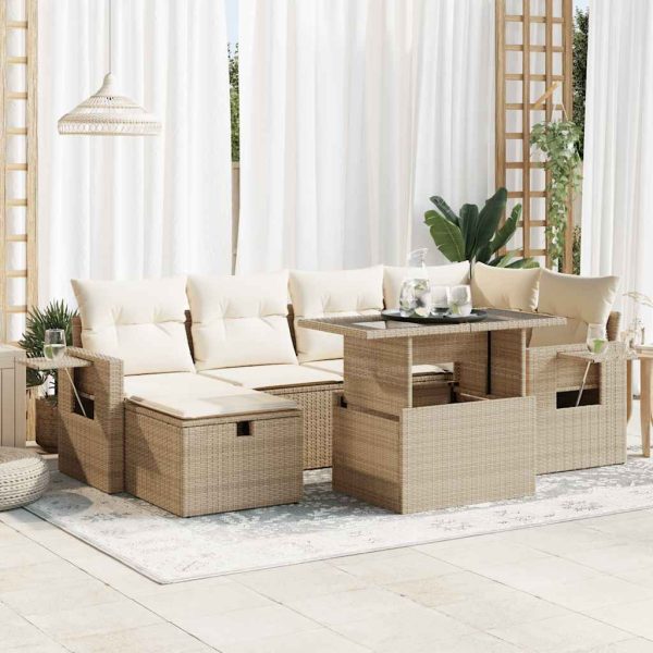 7-Delige Loungeset Met Kussens Poly Rattan - Afbeelding 18