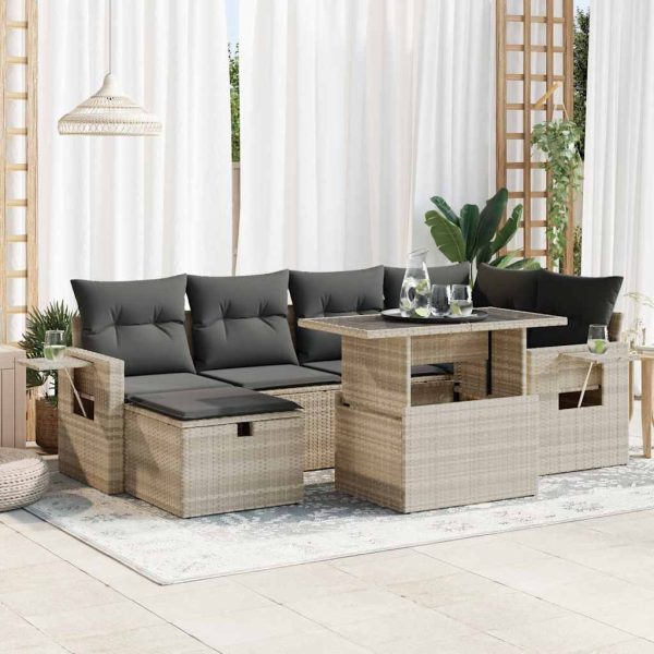 7-Delige Loungeset Met Kussens Poly Rattan - Afbeelding 16