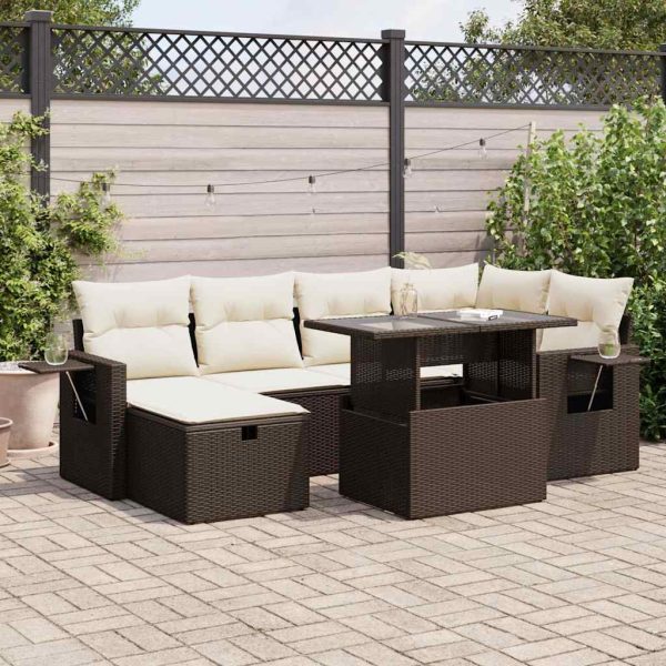 7-Delige Loungeset Met Kussens Poly Rattan - Afbeelding 14