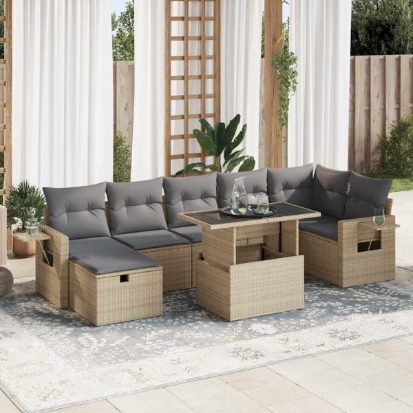 8-Delige Loungeset Met Kussens Poly Rattan - Afbeelding 17