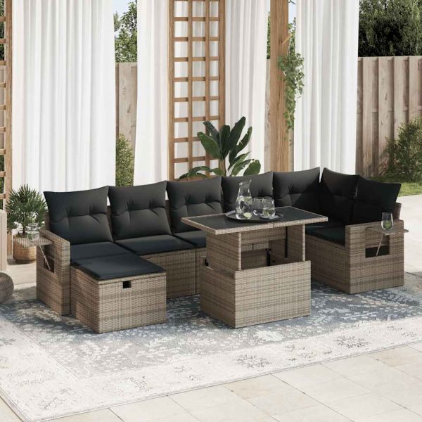 8-Delige Loungeset Met Kussens Poly Rattan - Afbeelding 13