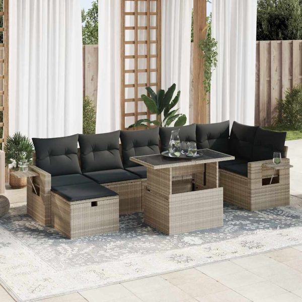 8-Delige Loungeset Met Kussens Poly Rattan - Afbeelding 15