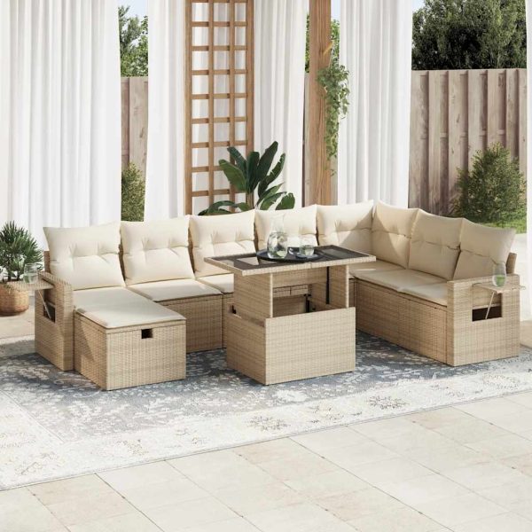 9-Delige Loungeset Met Kussens Poly Rattan - Afbeelding 18