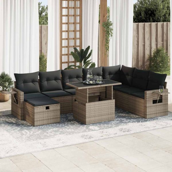 9-Delige Loungeset Met Kussens Poly Rattan - Afbeelding 15