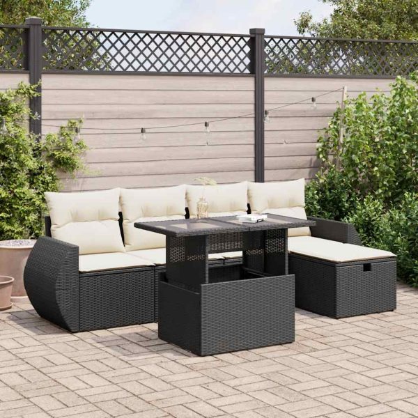 6-Delige Loungeset Met Kussens Poly Rattan - Afbeelding 17