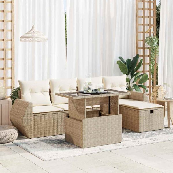 6-Delige Loungeset Met Kussens Poly Rattan - Afbeelding 16