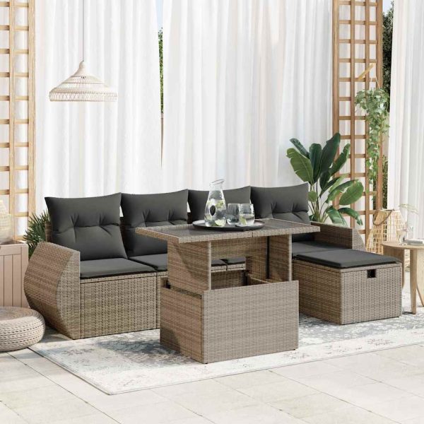 6-Delige Loungeset Met Kussens Poly Rattan - Afbeelding 18