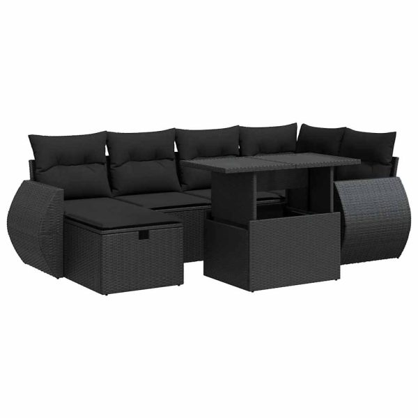 7-Delige Loungeset Met Kussens Poly Rattan - Afbeelding 2