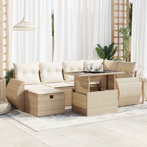 7-Delige Loungeset Met Kussens Poly Rattan - Afbeelding 13