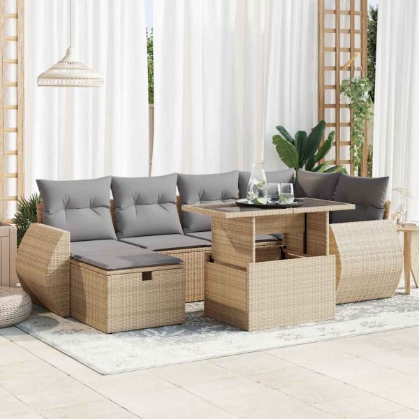 7-Delige Loungeset Met Kussens Poly Rattan - Afbeelding 18