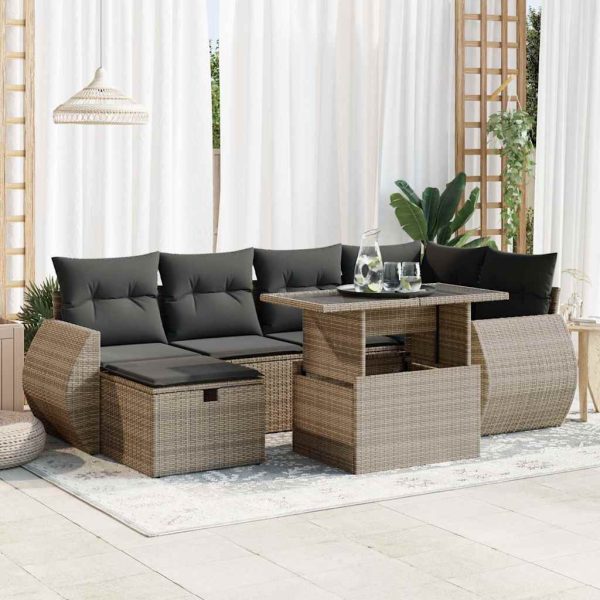 7-Delige Loungeset Met Kussens Poly Rattan - Afbeelding 14