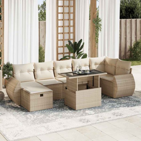 8-Delige Loungeset Met Kussens Poly Rattan - Afbeelding 18