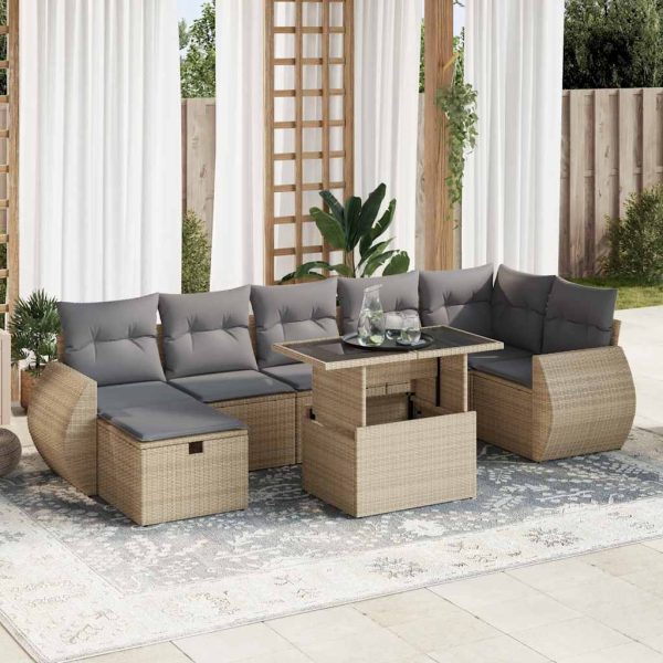 8-Delige Loungeset Met Kussens Poly Rattan - Afbeelding 13