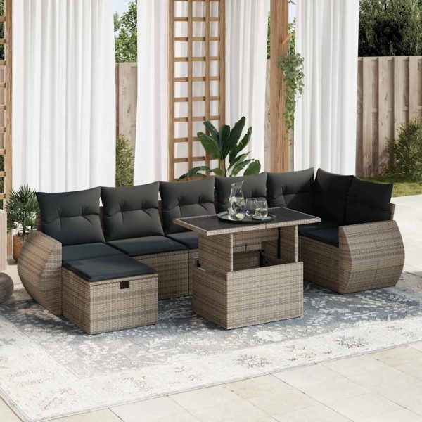 8-Delige Loungeset Met Kussens Poly Rattan - Afbeelding 14