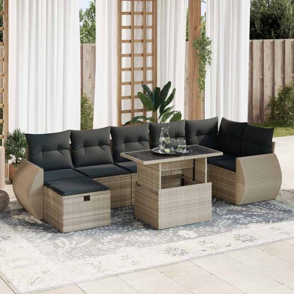 8-Delige Loungeset Met Kussens Poly Rattan - Afbeelding 16