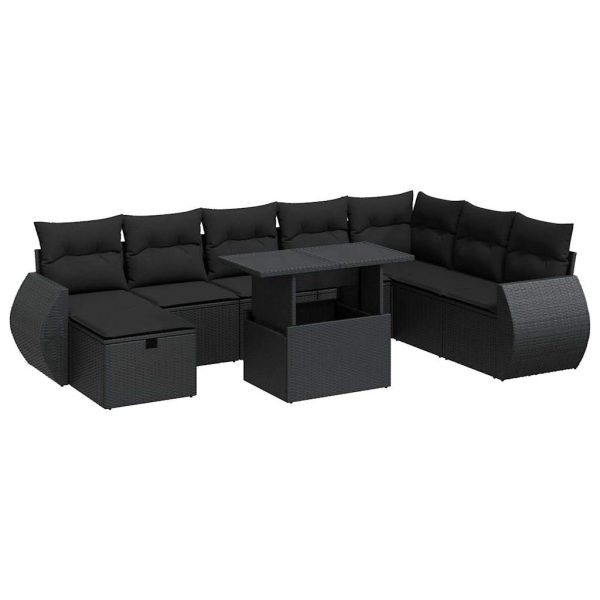 9-Delige Loungeset Met Kussens Poly Rattan - Afbeelding 2