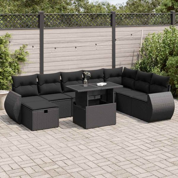 9-Delige Loungeset Met Kussens Poly Rattan