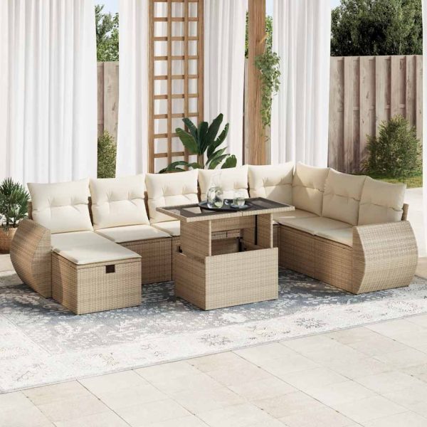 9-Delige Loungeset Met Kussens Poly Rattan - Afbeelding 14