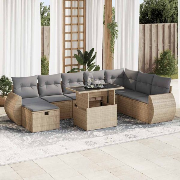 9-Delige Loungeset Met Kussens Poly Rattan - Afbeelding 16