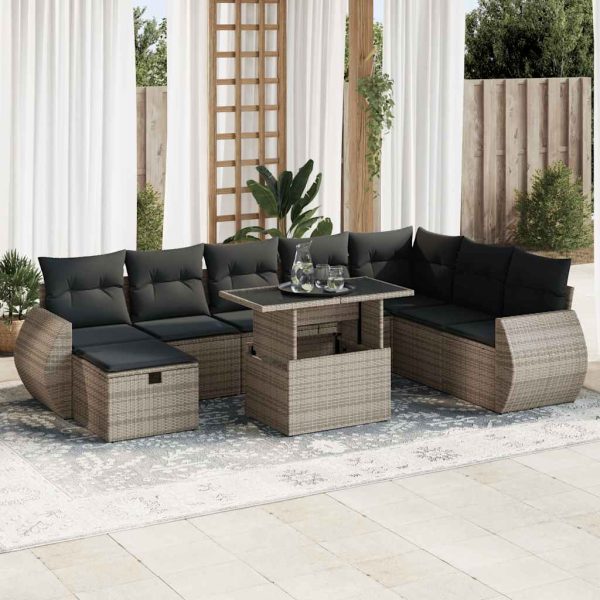 9-Delige Loungeset Met Kussens Poly Rattan - Afbeelding 18