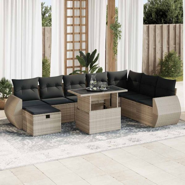 9-Delige Loungeset Met Kussens Poly Rattan - Afbeelding 15