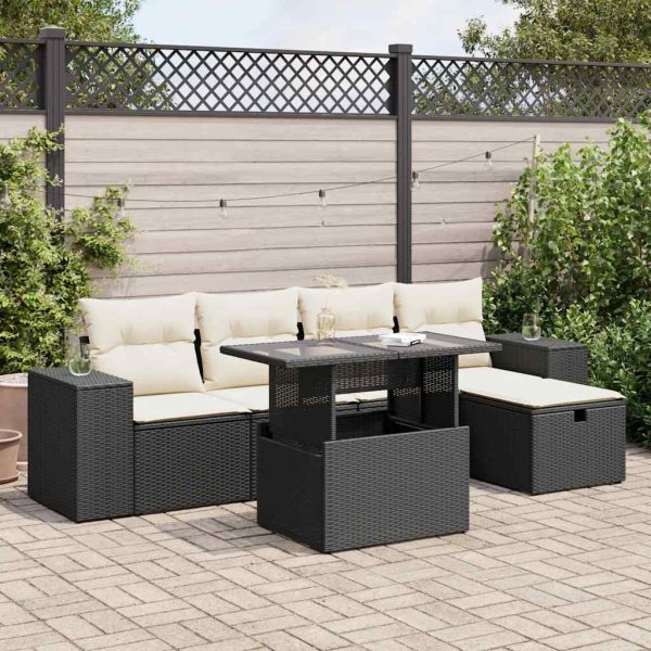 6-Delige Loungeset Met Kussens Poly Rattan - Afbeelding 18