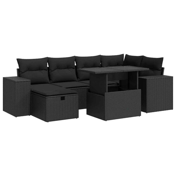 Loungeset Met Kussens Poly Rattan - Afbeelding 2