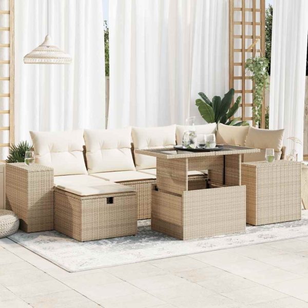 Loungeset Met Kussens Poly Rattan - Afbeelding 13