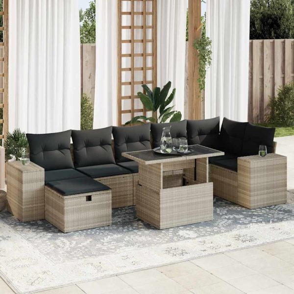 Loungeset Met Kussens Poly Rattan - Afbeelding 13