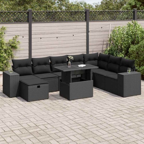 9-Delige Loungeset Met Kussens Poly Rattan