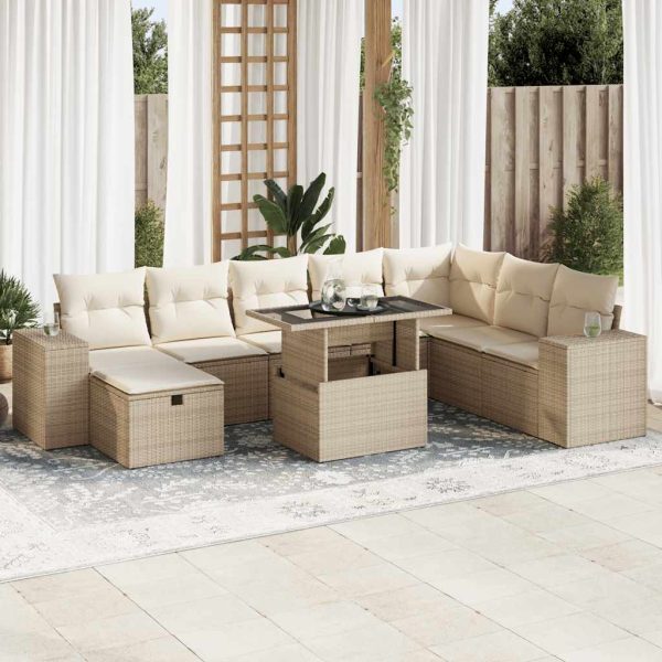 9-Delige Loungeset Met Kussens Poly Rattan - Afbeelding 18