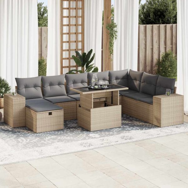 9-Delige Loungeset Met Kussens Poly Rattan - Afbeelding 16