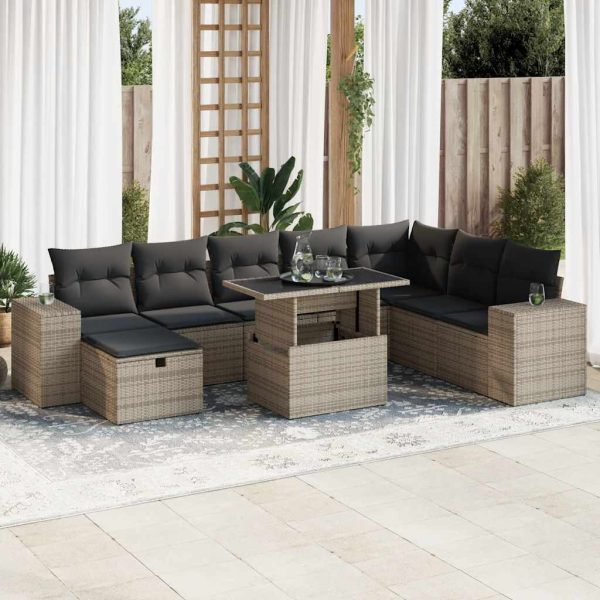 9-Delige Loungeset Met Kussens Poly Rattan - Afbeelding 17