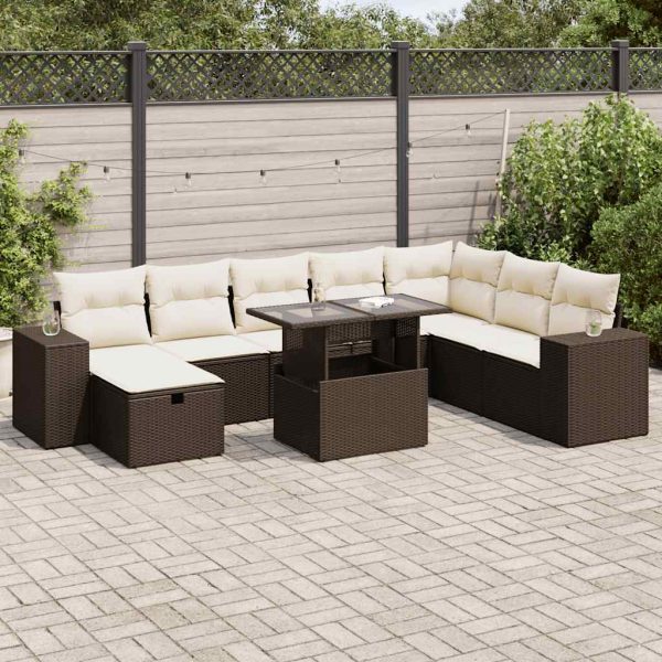 9-Delige Loungeset Met Kussens Poly Rattan - Afbeelding 14