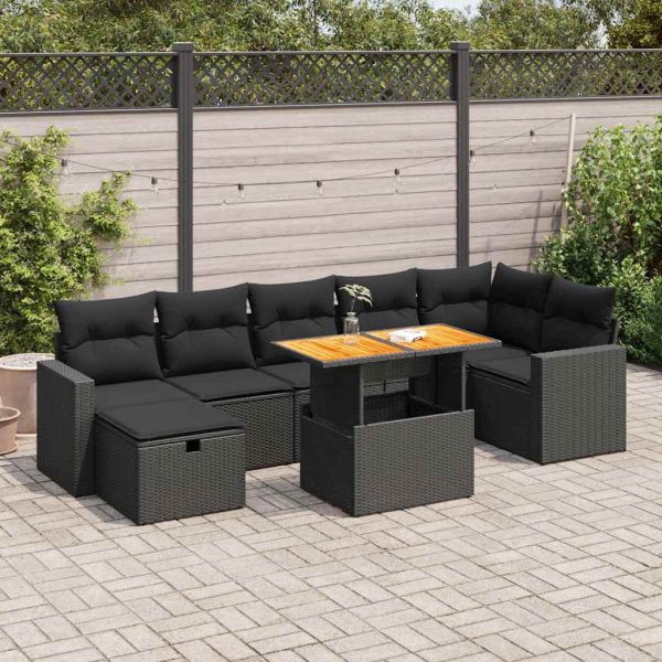 5-Delige Loungeset Met Kussens Poly Rattan Acacia