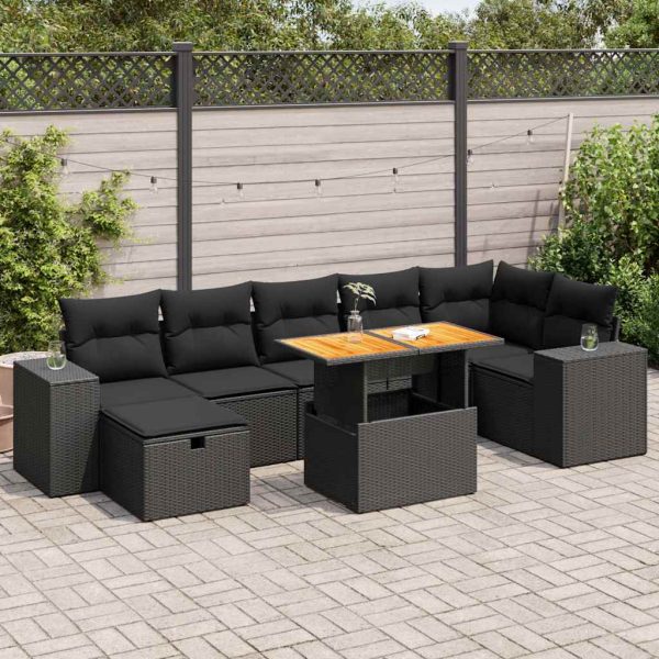 5-Delige Loungeset Met Kussens Poly Rattan Acacia