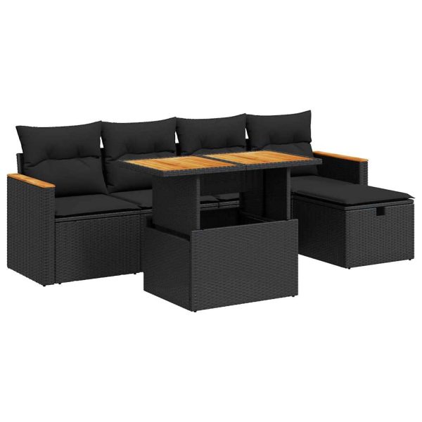 6-Delige Loungeset Met Kussens Poly Rattan - Afbeelding 2