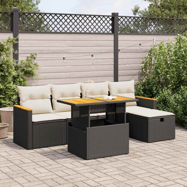 6-Delige Loungeset Met Kussens Poly Rattan - Afbeelding 14