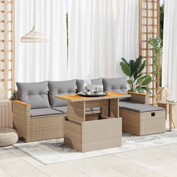 6-Delige Loungeset Met Kussens Poly Rattan - Afbeelding 16