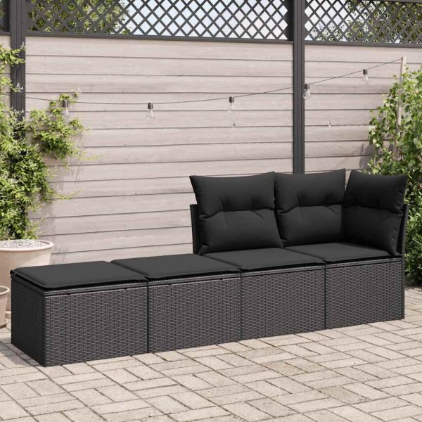 2-Delige Loungeset Met Kussens Poly Rattan Acacia - Afbeelding 3