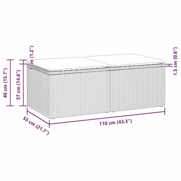 2-Delige Loungeset Met Kussens Poly Rattan Acacia - Afbeelding 6